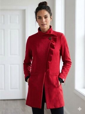 CAbi Celebration Jacket in Red Mini Houndstooth Pattern